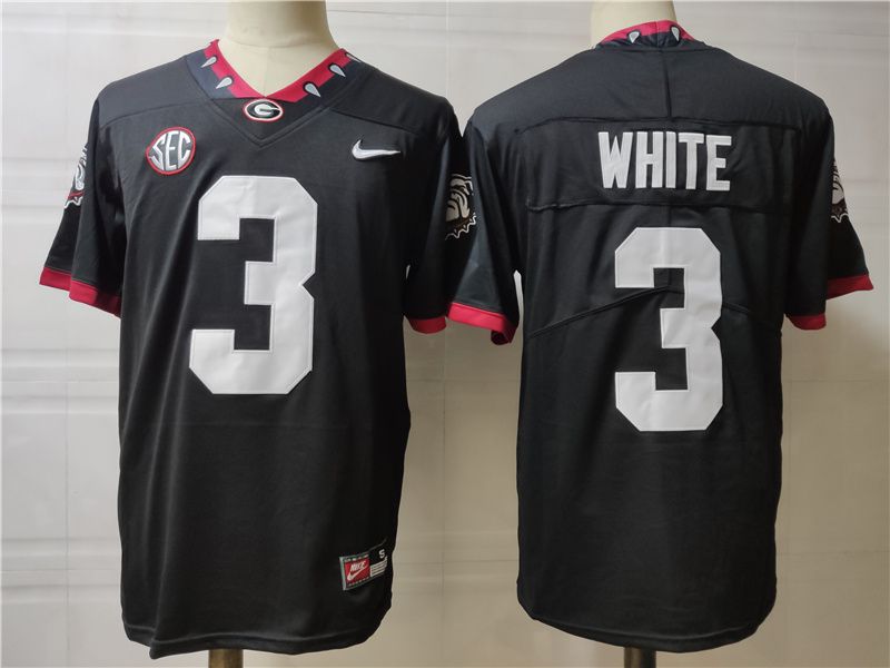 Men Georgia Bulldogs #3 White Black Nike 2025 NCAA Jersey